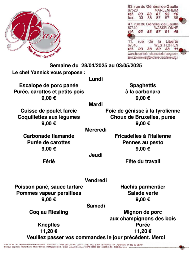 Boucherie Burg à Marlenheim